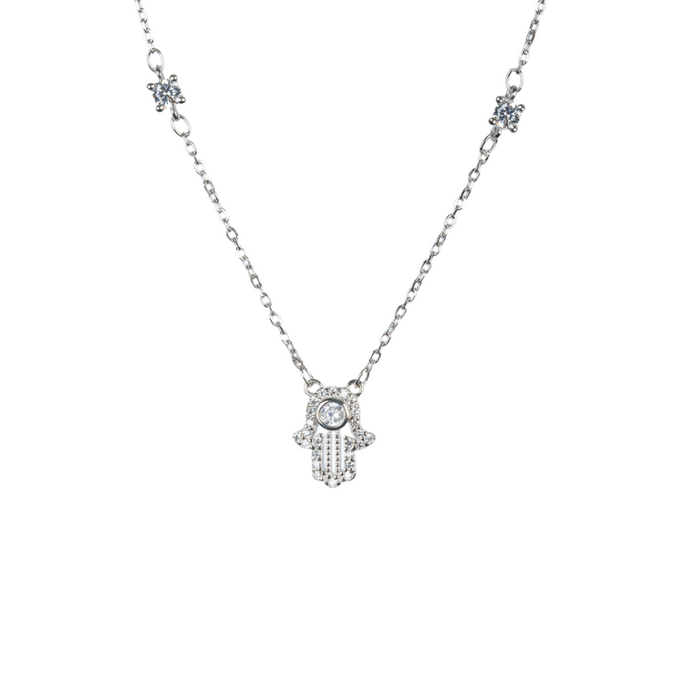 Hamsa CZ Stone Necklace