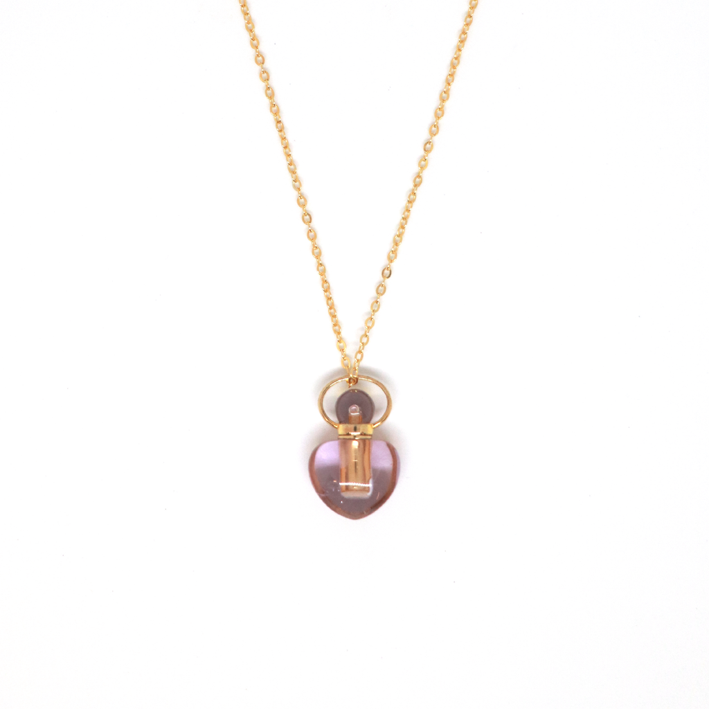 Amethyst Heart Shape Essential Oil Diffuser Necklace