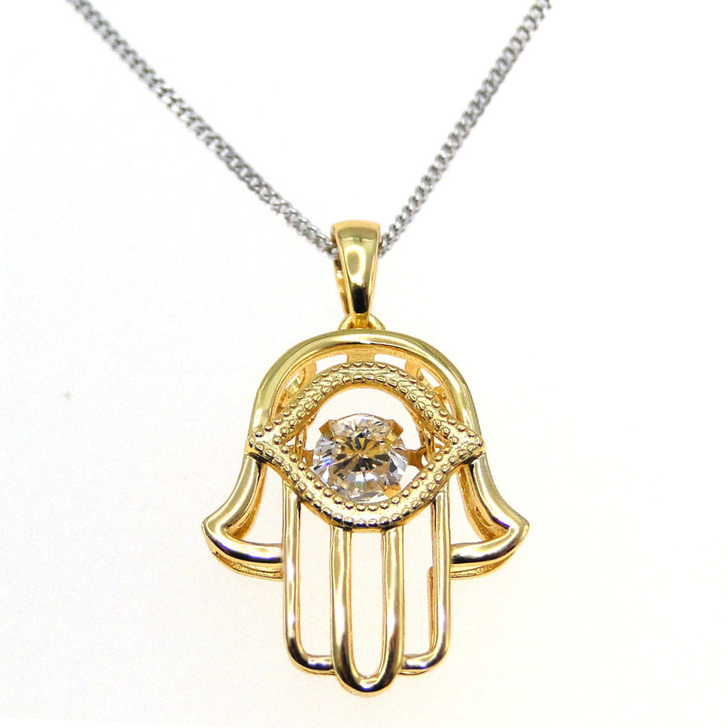 Hamsa Light CZ Stone Necklace