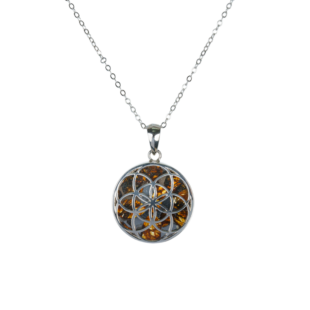 Pallasite Meteorite Seed of Life Necklace
