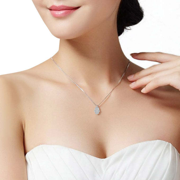Hamsa CZ Stone Necklace