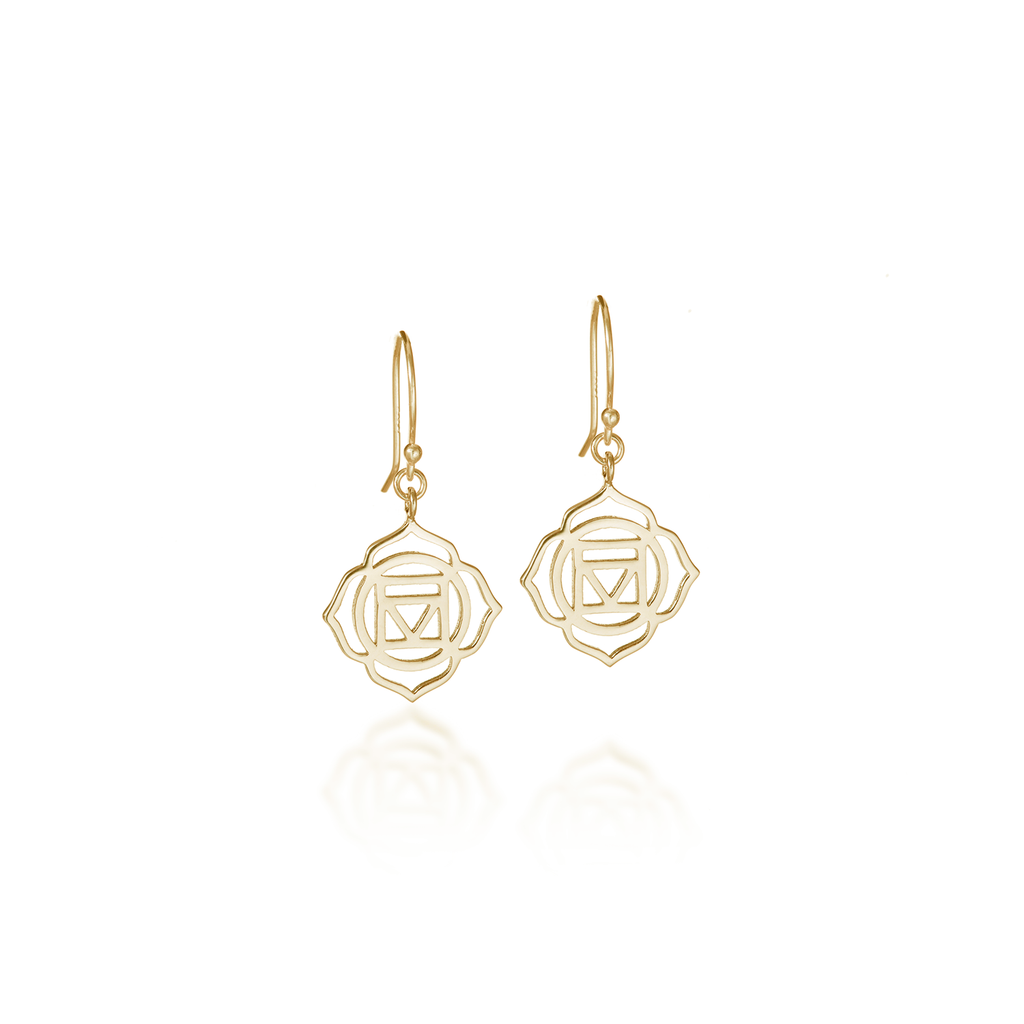 Root Chakra Yellow Gold Dangle Earrings
