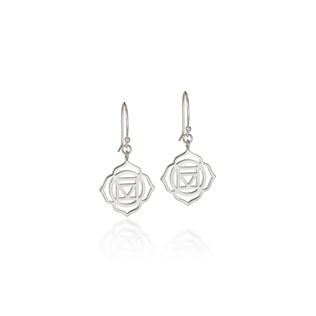 Root Chakra Silver Dangle Earrings