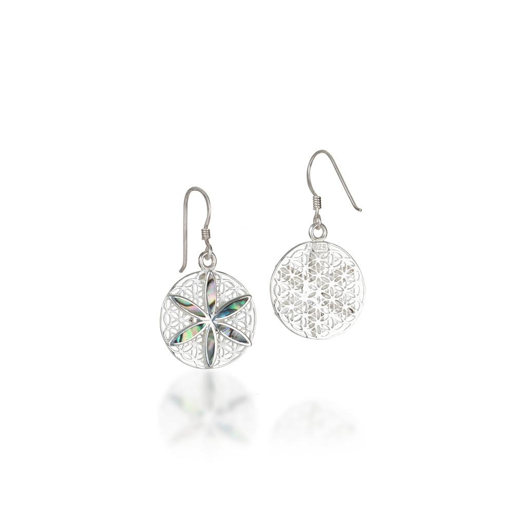 Seed of Life Paua Shell Earrings