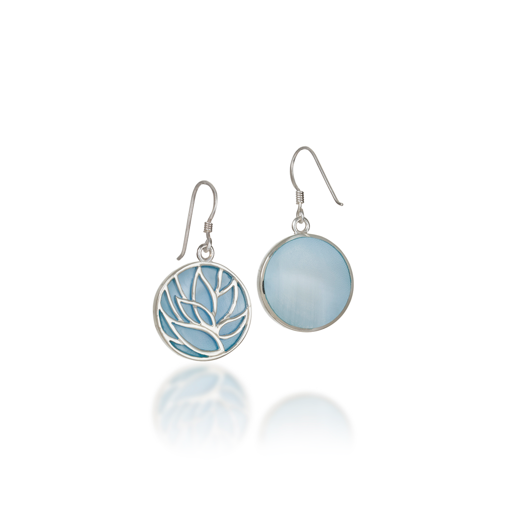 Lotus Blue Mother of Pearl Earrings