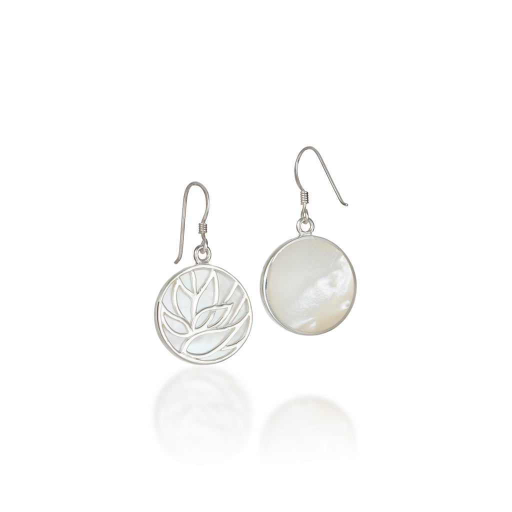 Lotus Mother of White Pearl Earrings