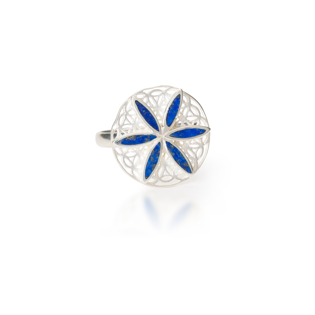 Seed of Life Natural Gemstone Ring