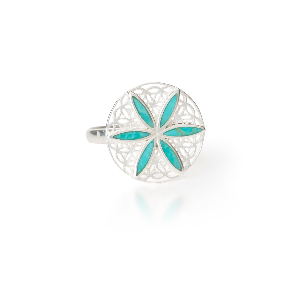 Seed of Life Natural Gemstone Ring