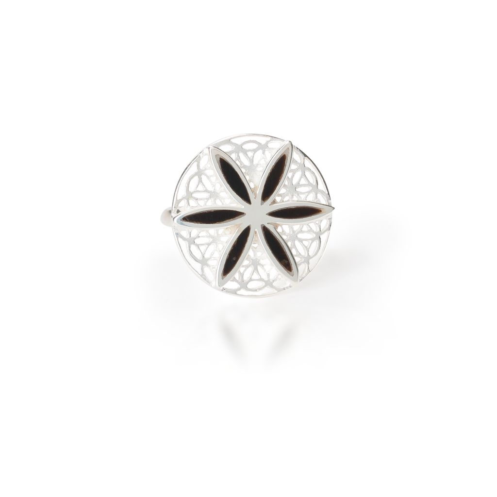 Seed of Life Natural Gemstone Ring