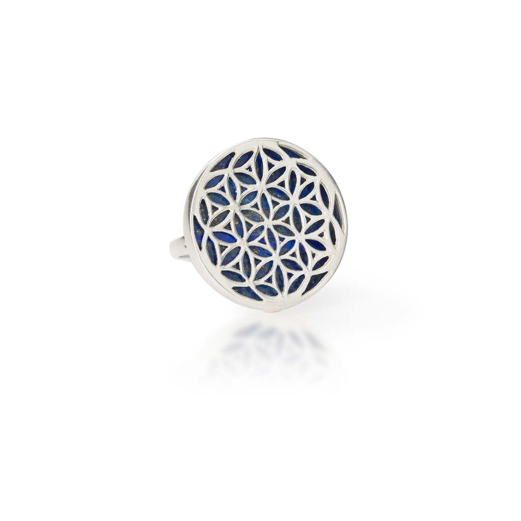 Flower of Life Natural Gemstone Natural Lapis Lazuli Ring