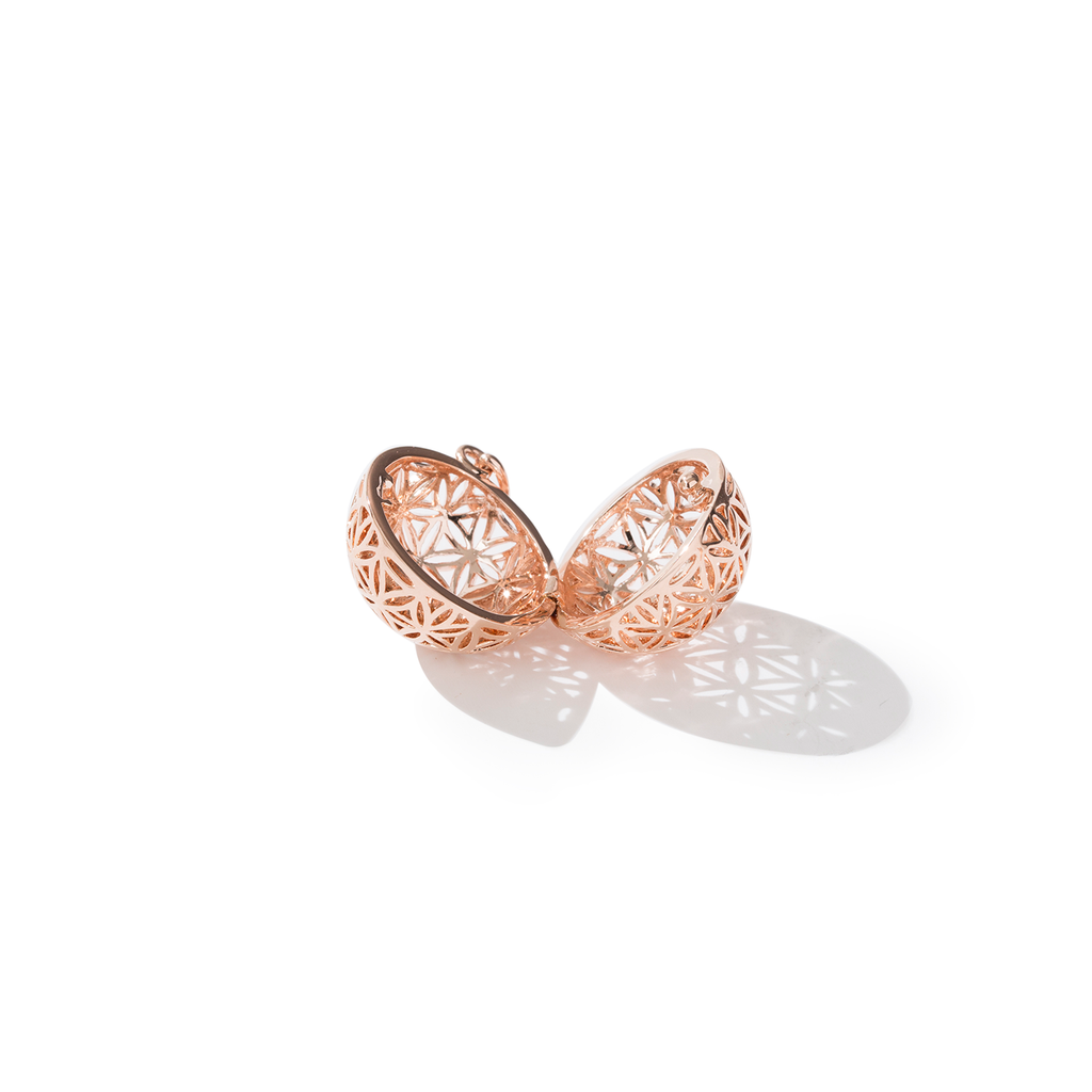 Flower Of Life Rose Gold Globe Locket Necklace