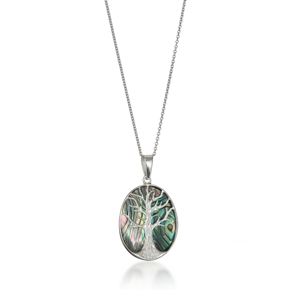 Tree of Life Oval Paua Shell Necklace Large