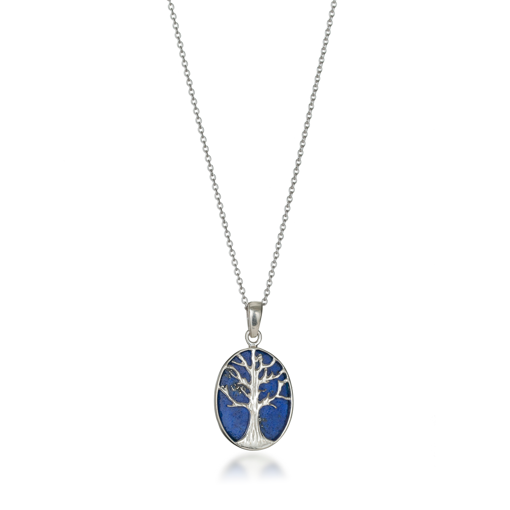 Tree of Life Oval Natural Lapis Lazuli Necklace
