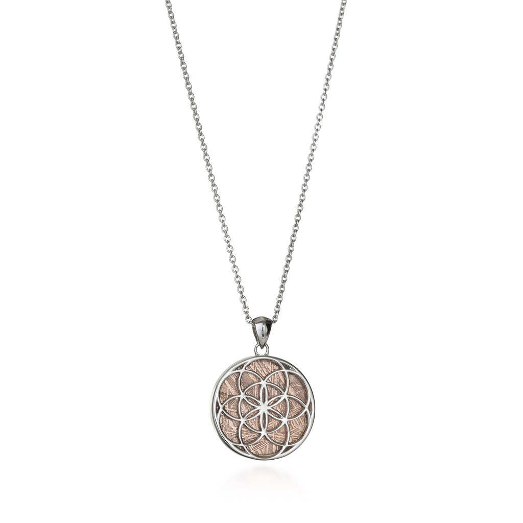 Seed of Life Rose Gold Meteorite Necklace