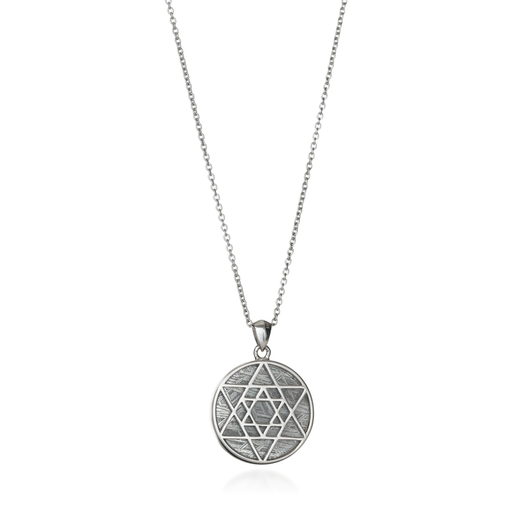Double Star of David Meteorite Necklace