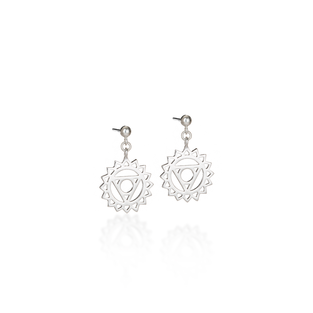 Throat Chakra Silver Earrings