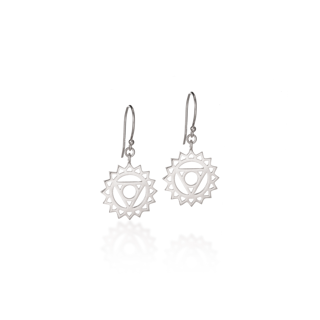 Throat Chakra Silver Dangle Earrings