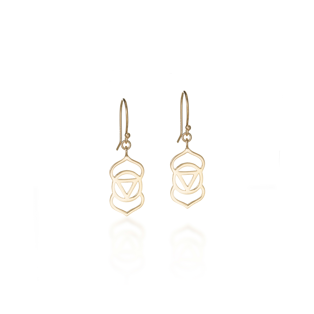 Brow Chakra Yellow Gold Dangle Earrings