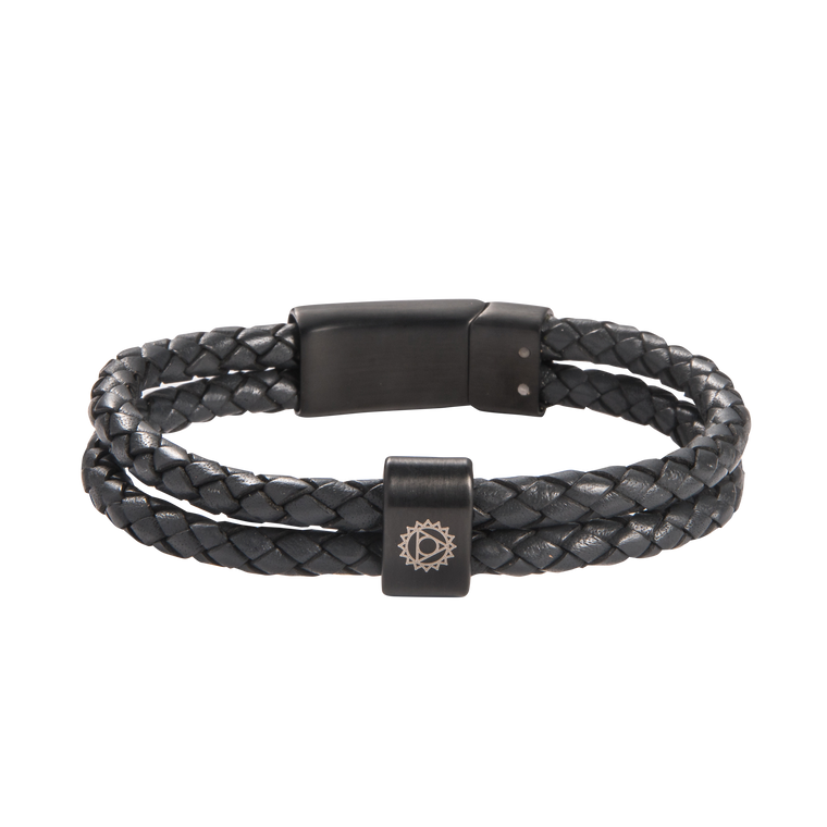 Throat Chakra Double Leather Bracelet