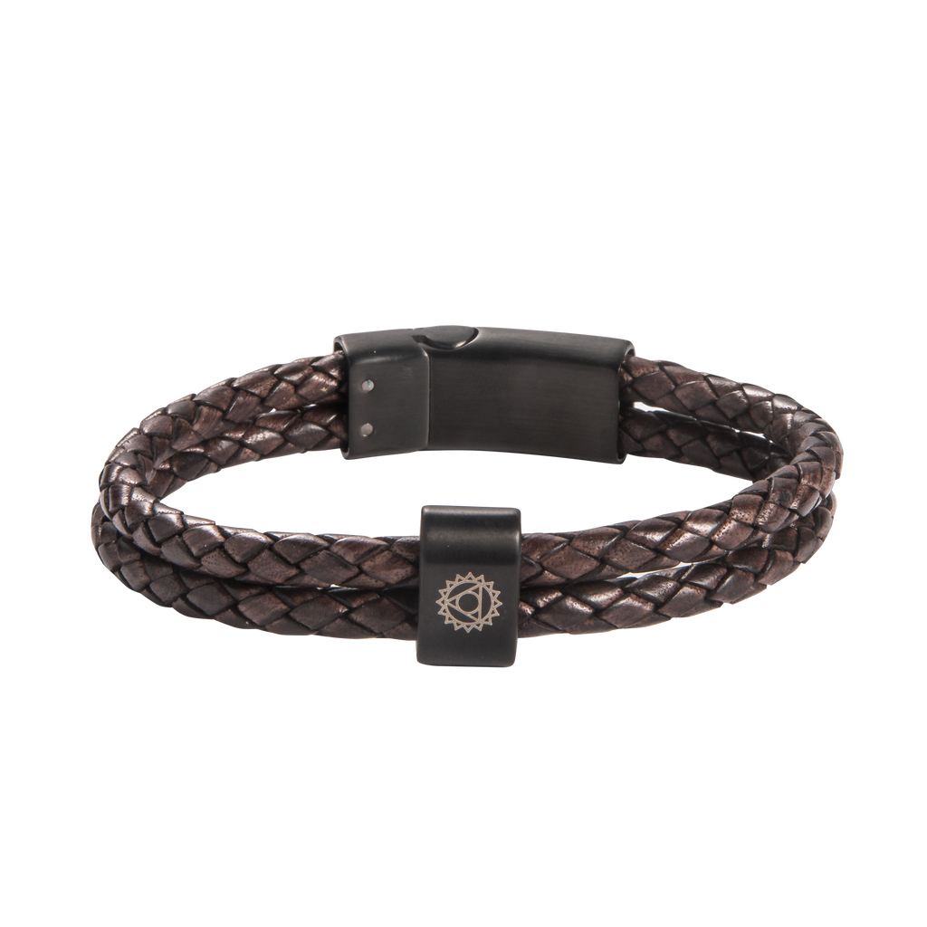 Throat Chakra Double Leather Bracelet
