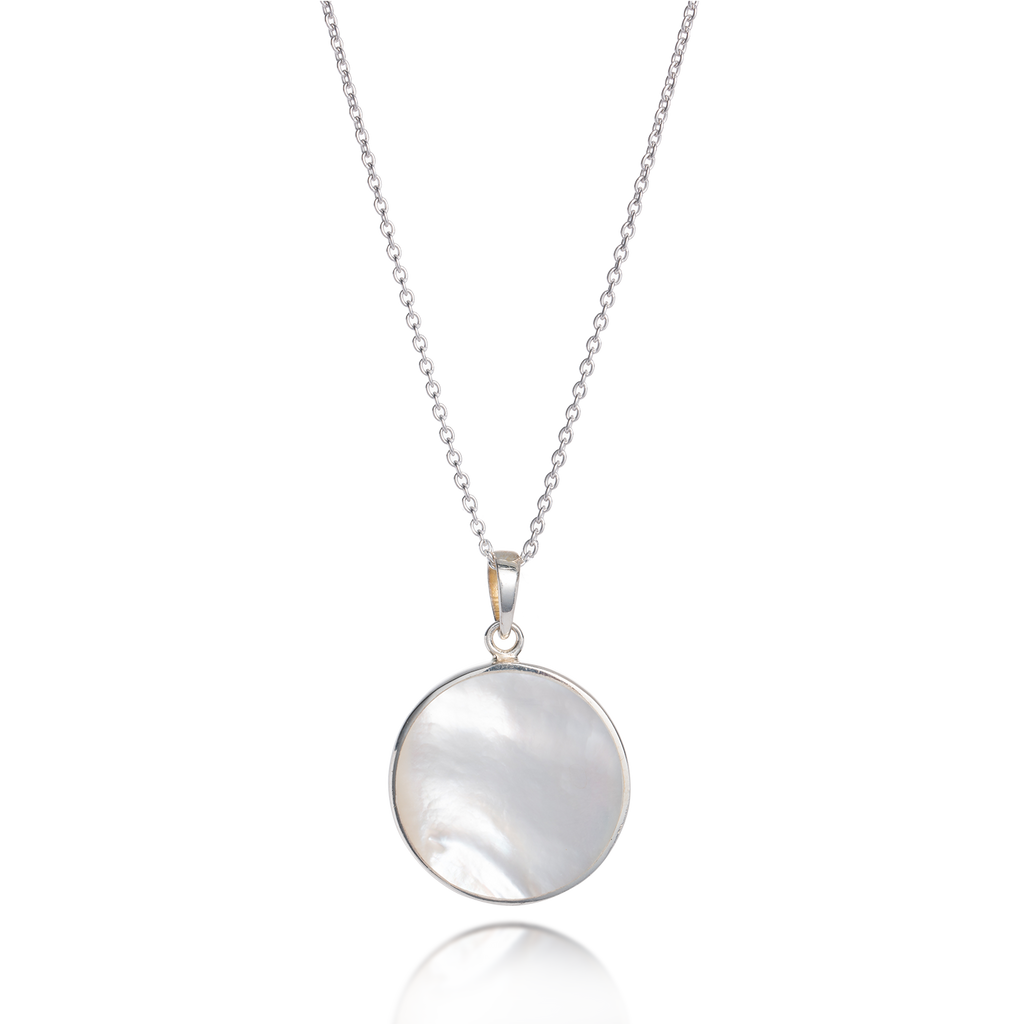 Om White Mother of Pearl Necklace