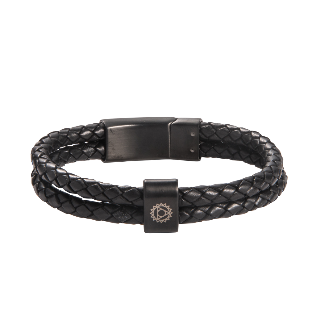 Throat Chakra Double Leather Bracelet