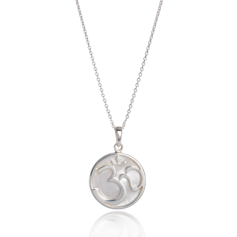 Om White Mother of Pearl Necklace