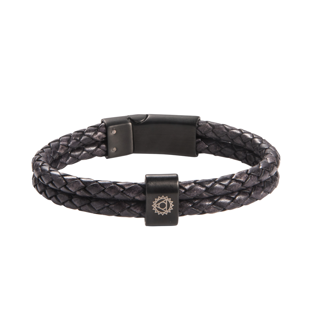 Throat Chakra Double Leather Bracelet