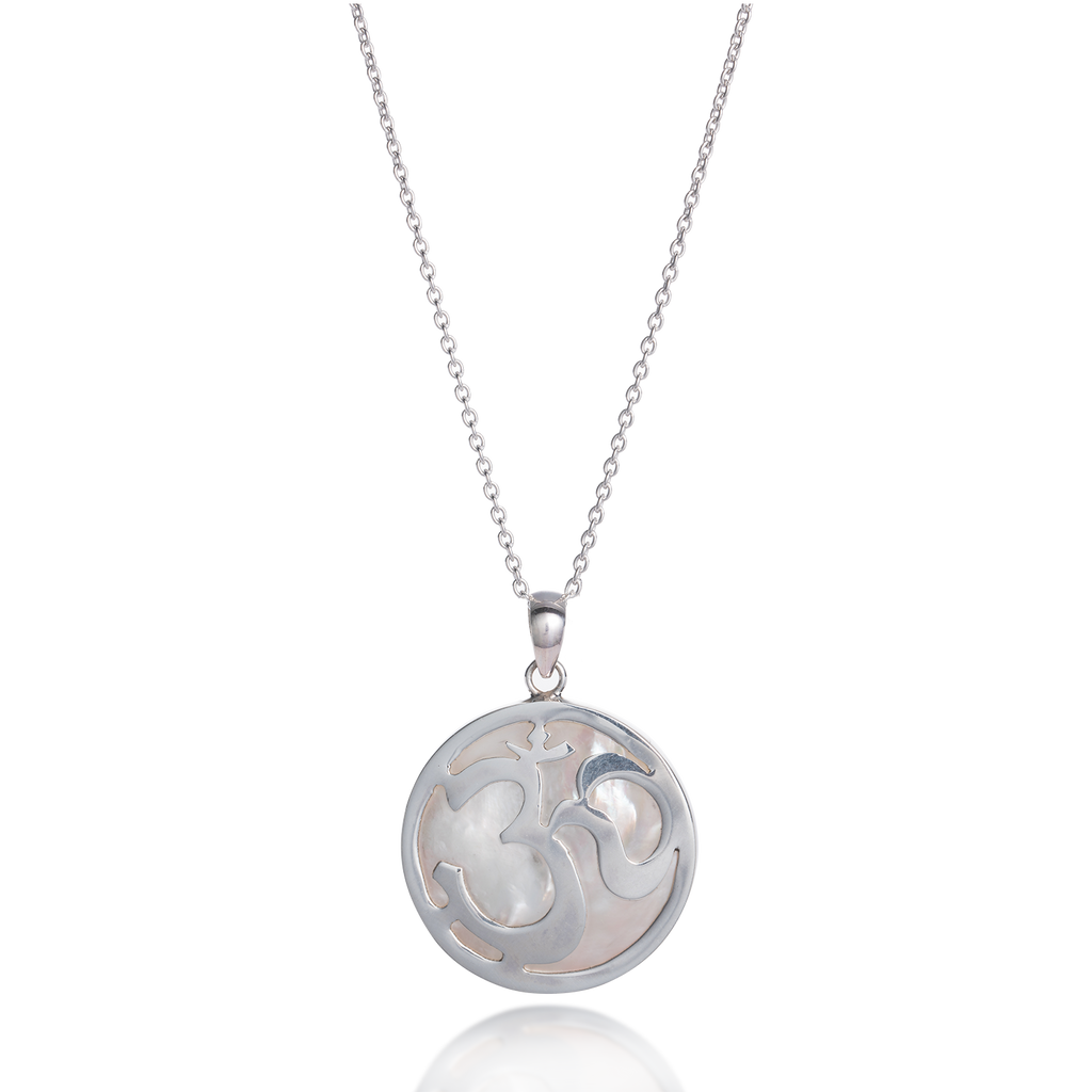 Om White Mother of Pearl Necklace