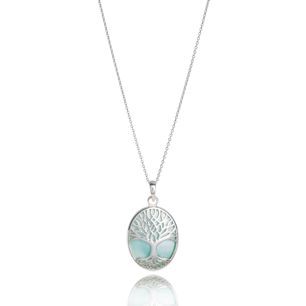 Tree of Life Abundant Oval White Mother of Pearl Necklace