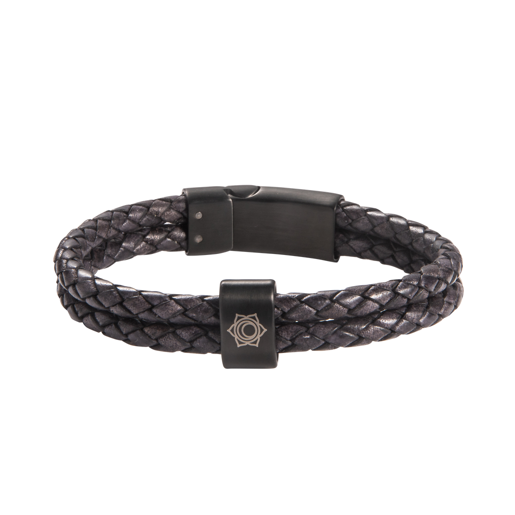 Sacral Chakra Double Leather Bracelet