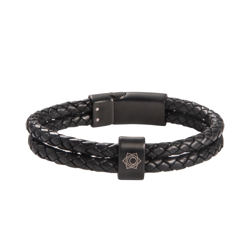 Sacral Chakra Double Leather Bracelet