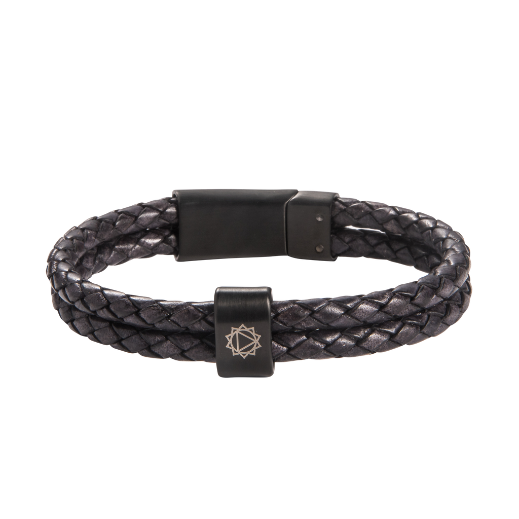 Solar Plexus Chakra Double Leather Bracelet
