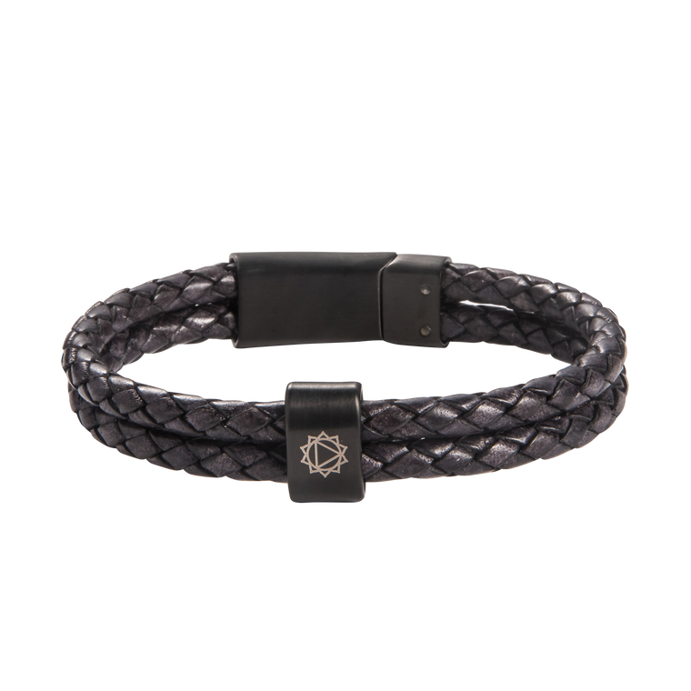 Solar Plexus Chakra Double Leather Bracelet