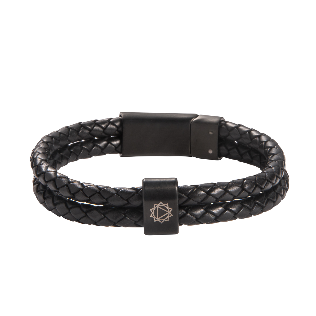 Solar Plexus Chakra Double Leather Bracelet