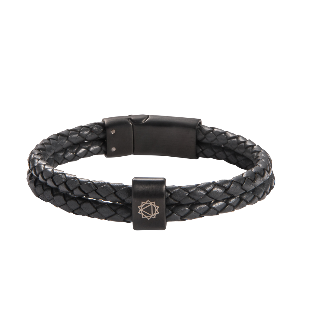 Solar Plexus Chakra Double Leather Bracelet