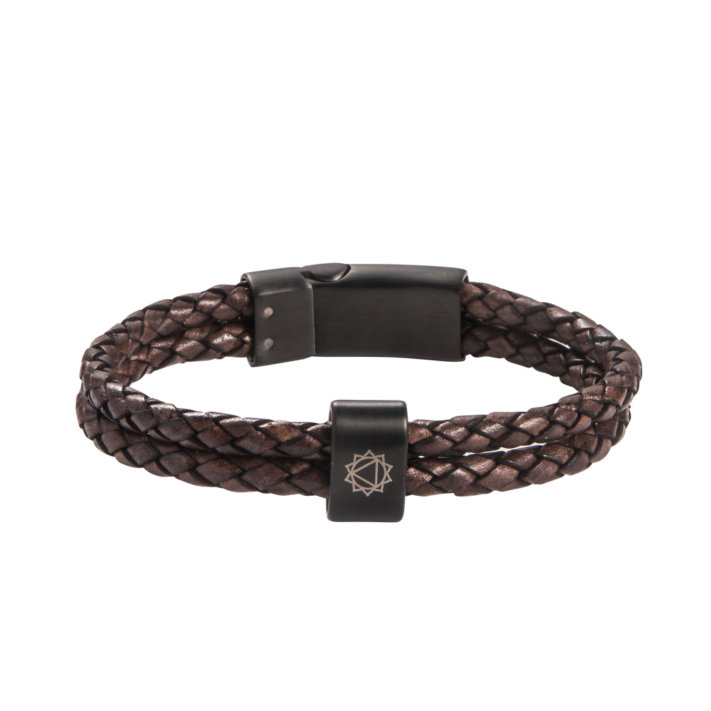 Solar Plexus Chakra Double Leather Bracelet