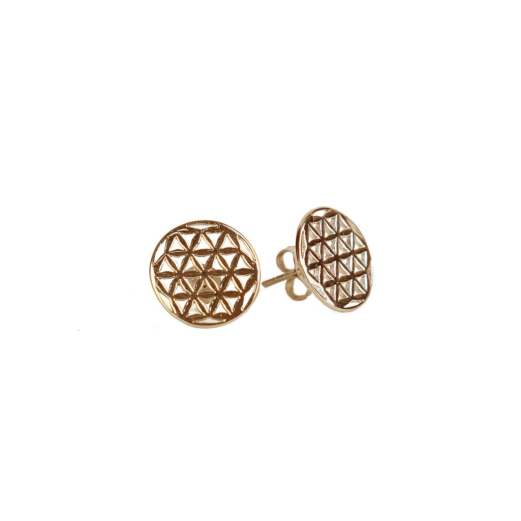Flower of Life Circle Stud Earrings