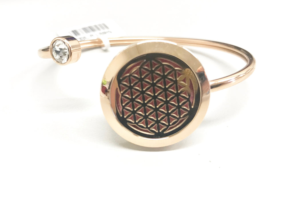 Flower of Life Aroma Diffuser Bangle with CZ Stone