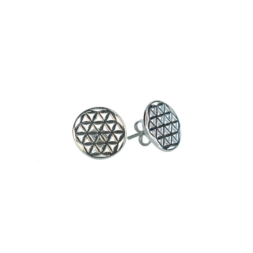 Flower of Life Circle Stud Earrings