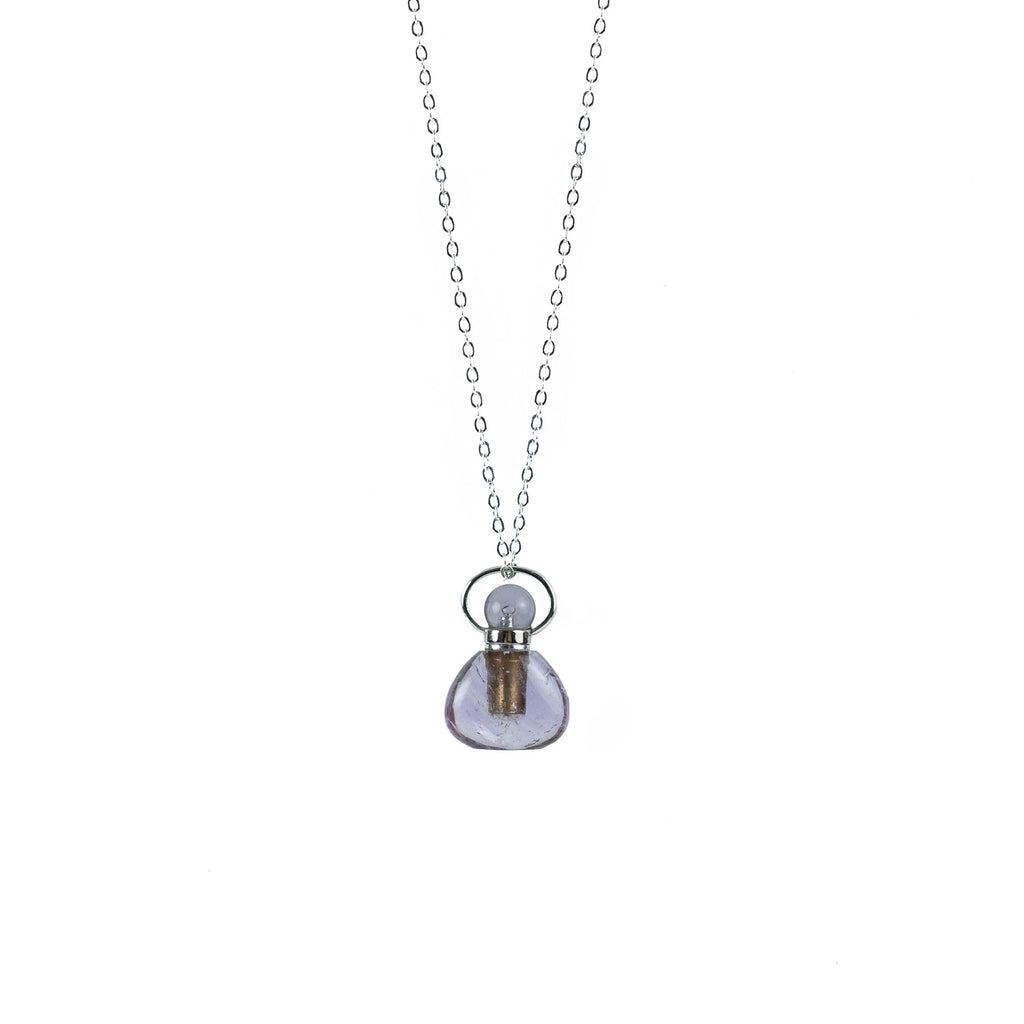Amethyst Pocket Shape Essential Oil Diffuser Necklace