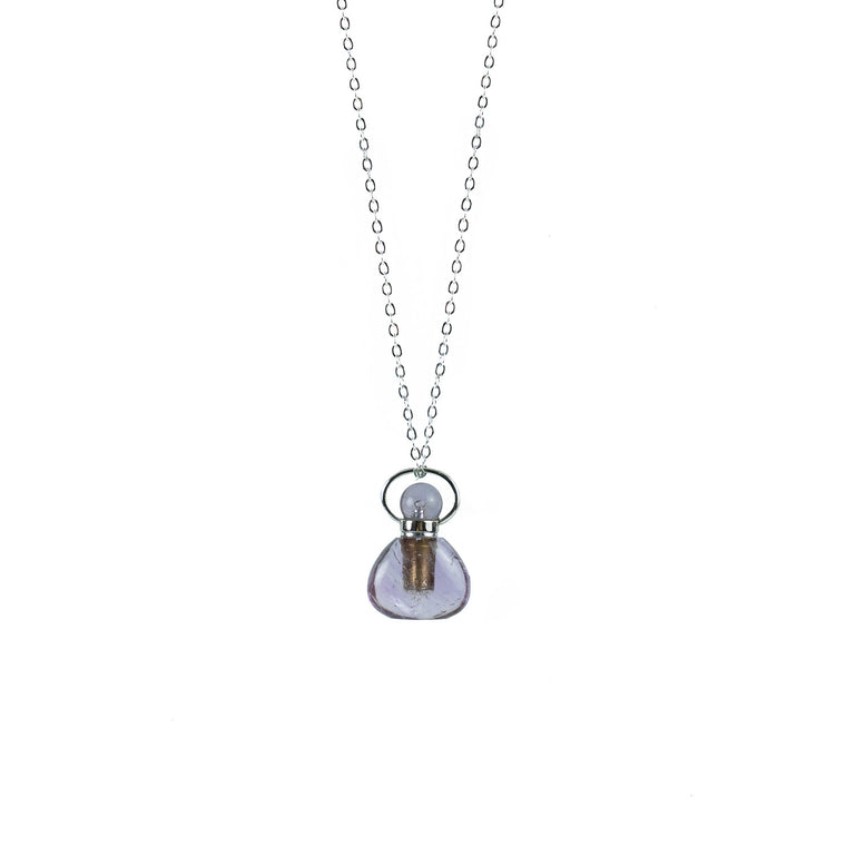 Amethyst Pocket Shape Essential Oil Diffuser Necklace