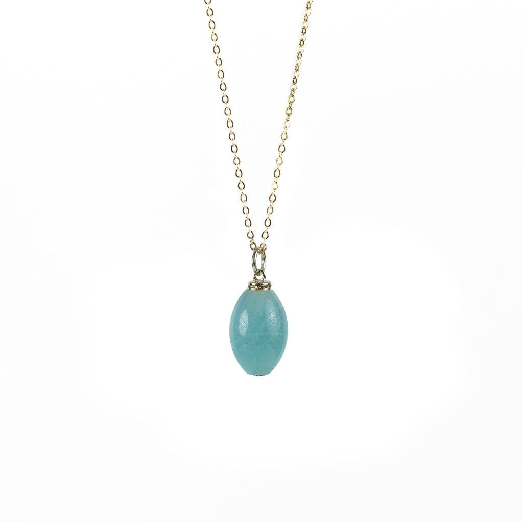 Amazonite Olive Shape Essential Oil Diffuser Necklace