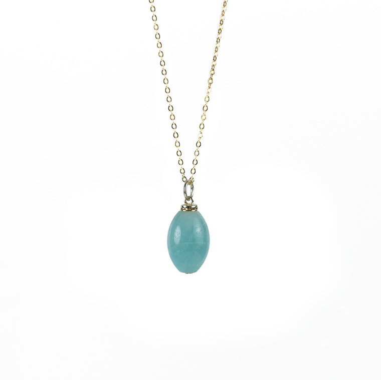 Amazonite Olive Shape Essential Oil Diffuser Necklace