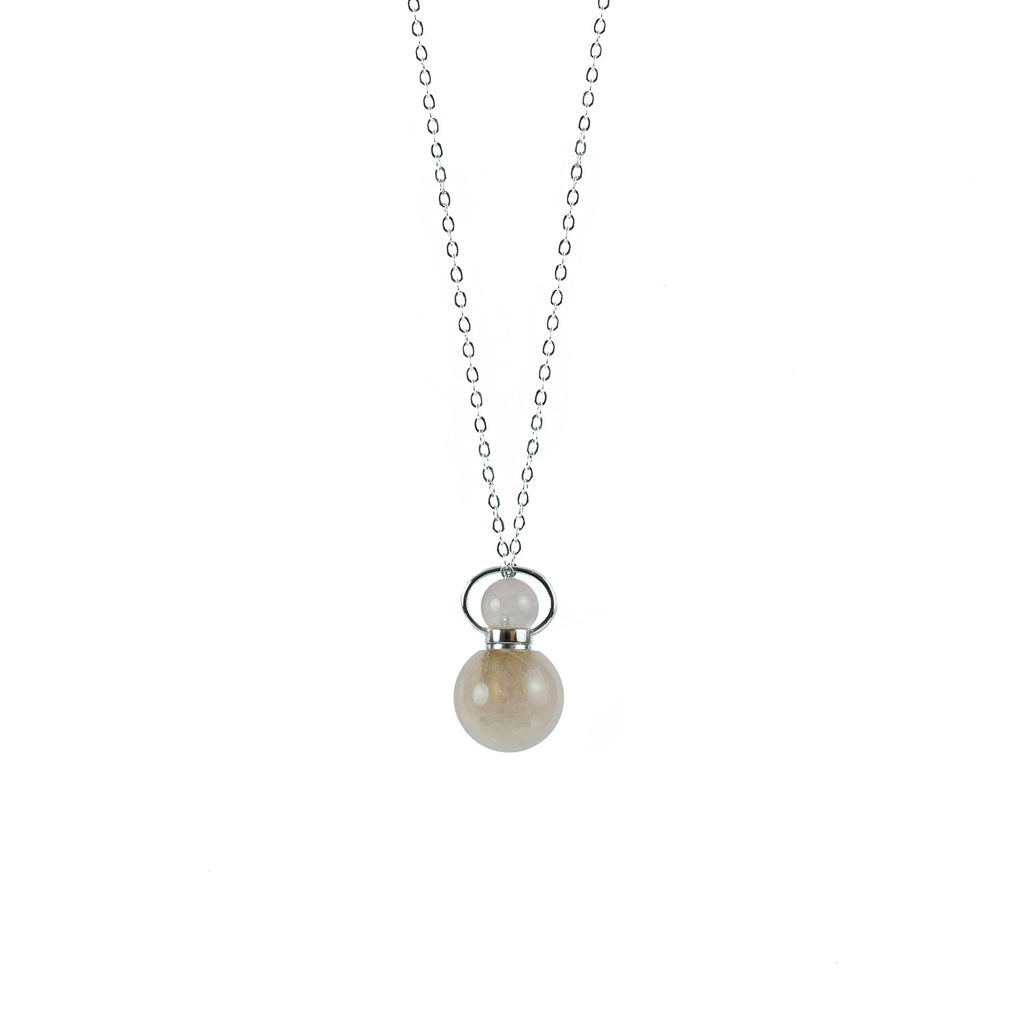Rose Quartz Bottle Shape Aroma Necklace