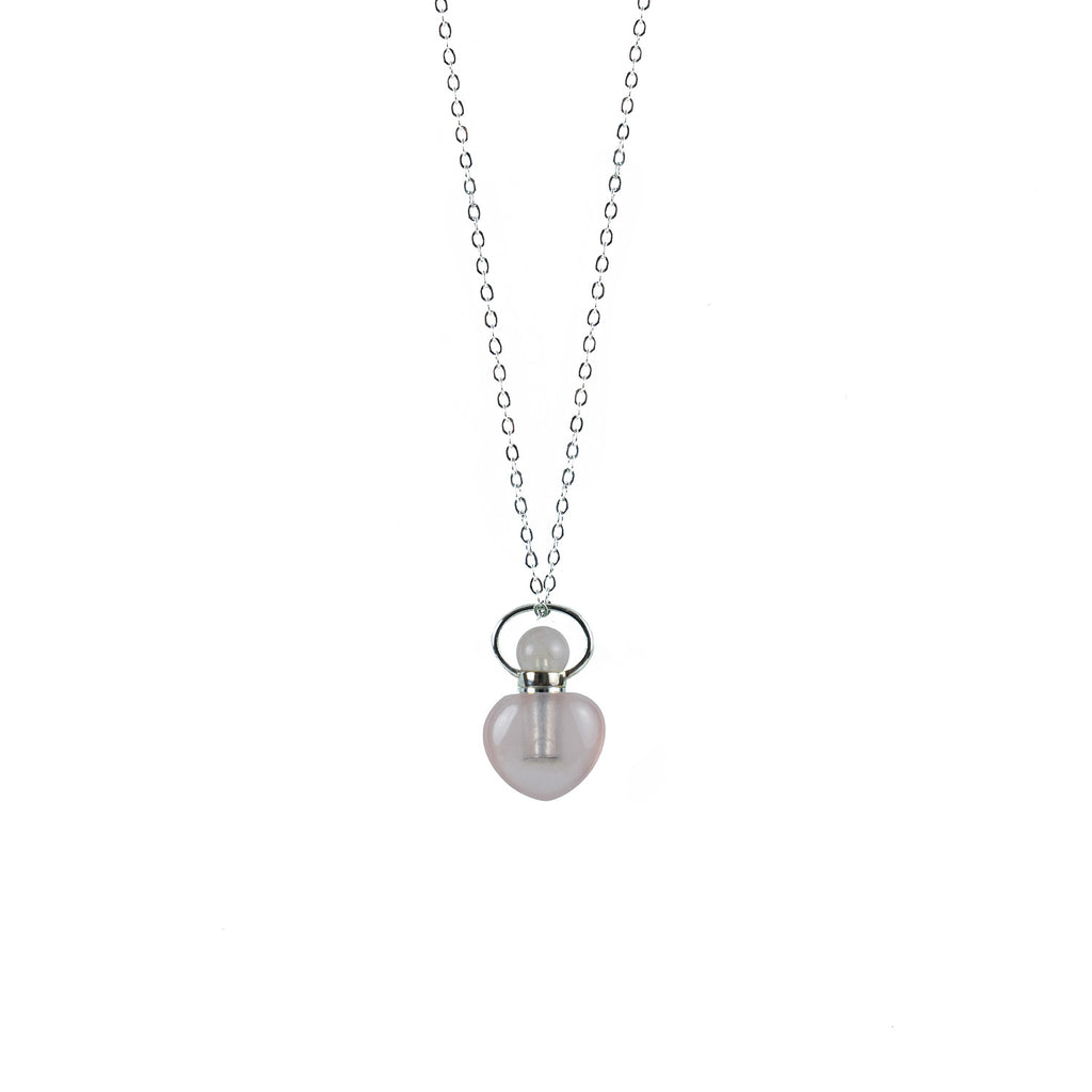 Rose Quartz Heart Shape Essential Oil Diffuser Necklace