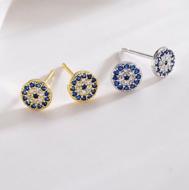 Classic Evil Eye Stud Earrings with Cubic Zirconia Stones