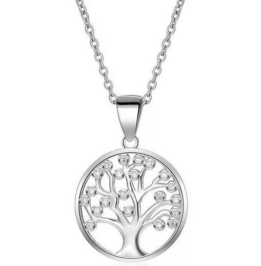Tree of Life Silver with CZ Stone Necklace