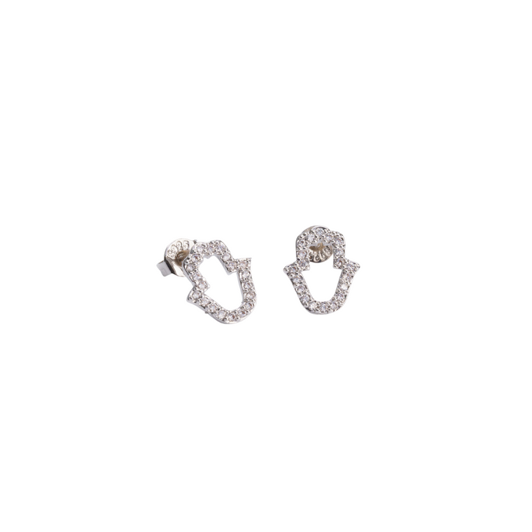 Hamsa Stud earrings with CZ stone