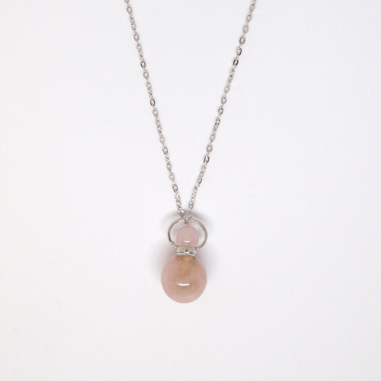 Rose Quartz Bottle Shape Necklace